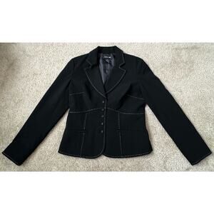 FOCUS 2000 One button Black Blazer with white threaded outline Women 4